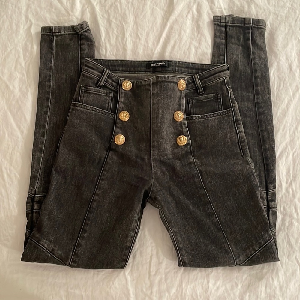 BALMAIN Moto Jeans